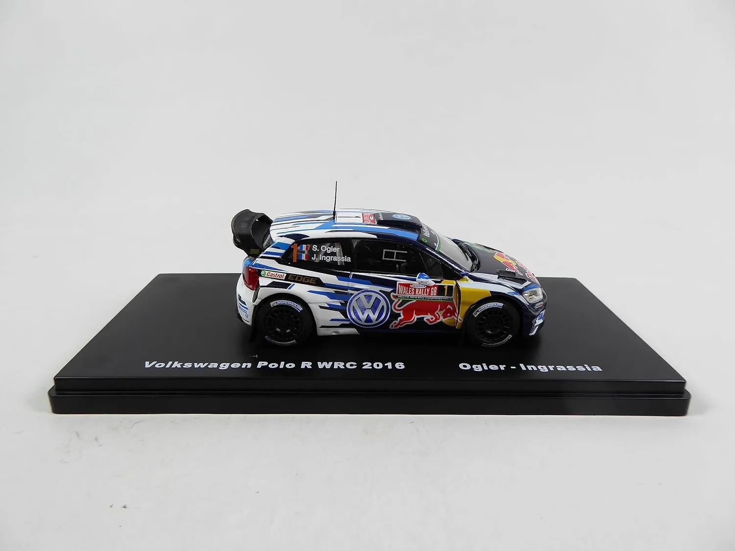 - Miniature car 1/43 Compatible with Volkswagen Polo R WRC #1 Wales Rally GB 2016 Ogier - VW RMX7