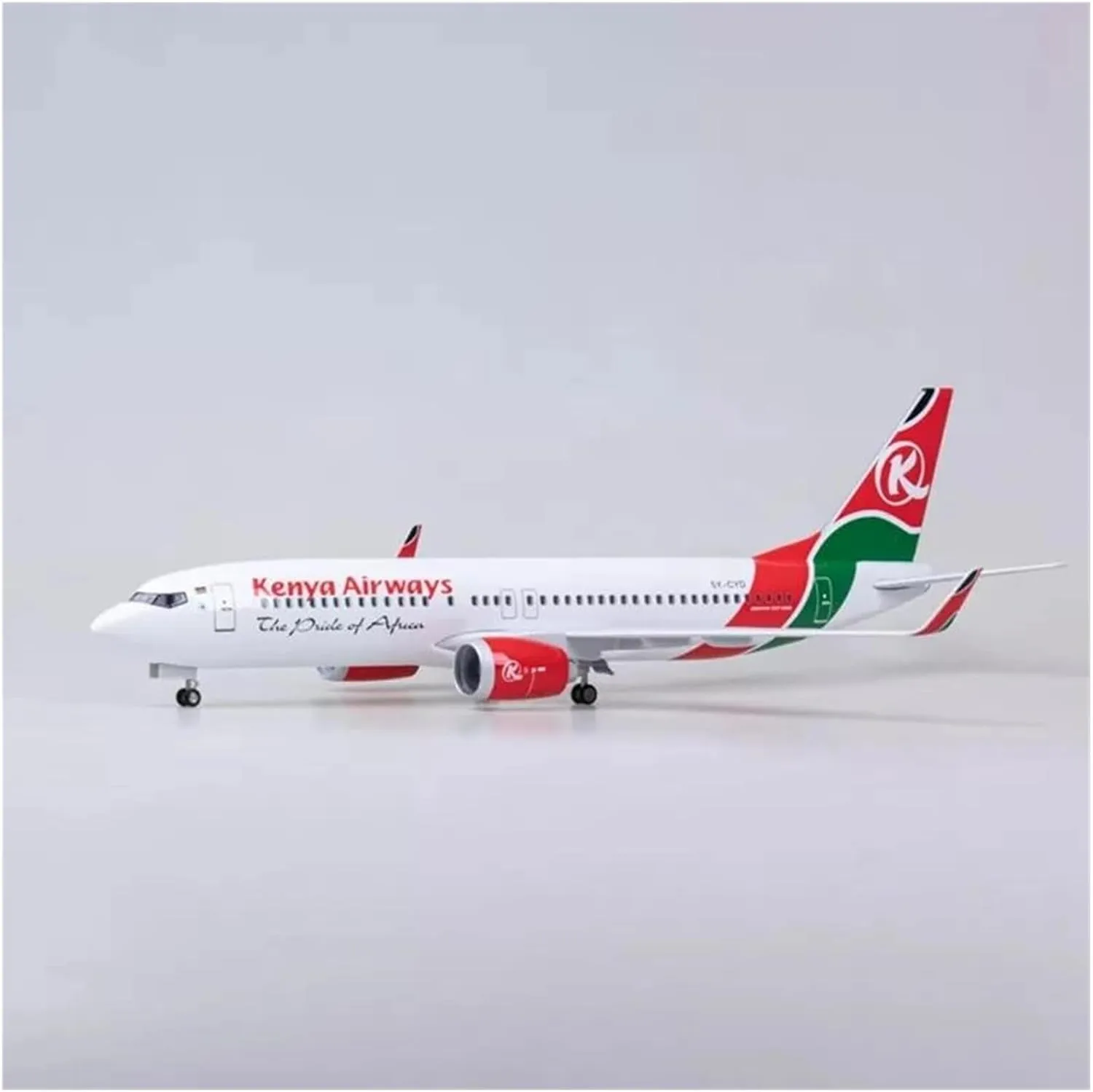 1 85 Scale for B737 MAX Kenya Resin Airbus Airplane Model Collection Enthusiast Static Display Aircraft Model Desktop(with Light)