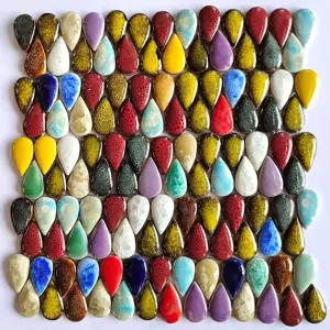 1 Pound Ceramics Mosaic Tiles Random Color Big Raindrops Shape Mosaic Ceramics Pieces for DIY Crafts Home Decoration(19x38mm)