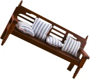 1 Set Miniature Bench Model with Cushion Delicate Dollhouse Furniture Vintage Adornment for Home Decor Mini House Scene Decoration Great for Photo Props