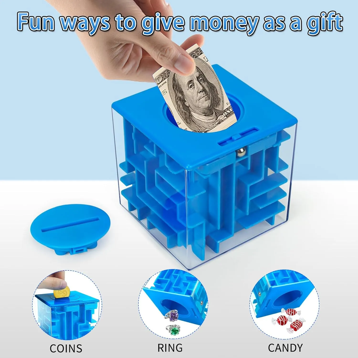 10 Pack Money Maze Puzzle Gift Boxes(3 Colors), 3D Mazes Magic Cube Money Puzzle Box Toy Set Brain Teasers for Kids Teens and Adults Birthday Party Favors Easter Basket Fillers