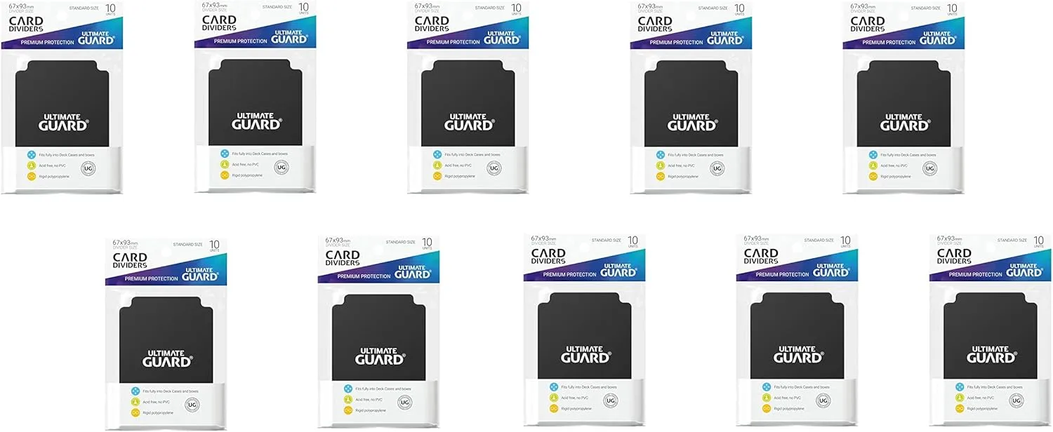 10 Packs Ultimate Guard Black Card Dividers (10) Standard Size Display Case