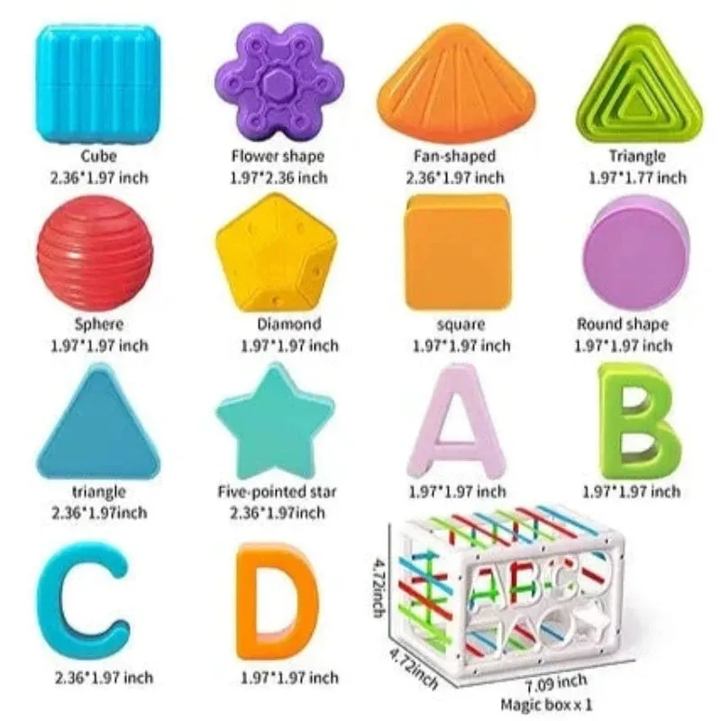 10 Pieces Shape Sorter Baby Blocks Textured Balls Sorting Game (1-3 Years)