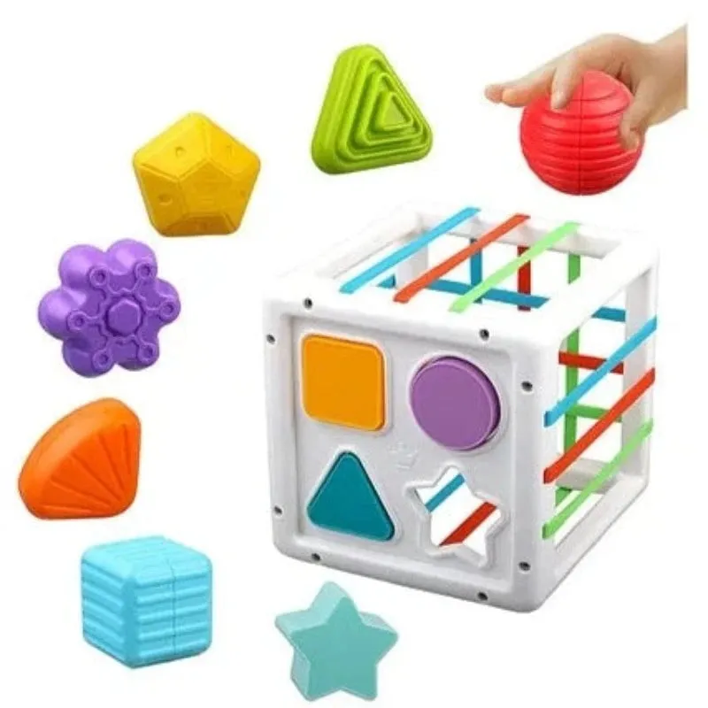 10 Pieces Shape Sorter Baby Blocks Textured Balls Sorting Game (1-3 Years)