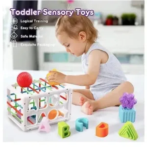 10 Pieces Shape Sorter Baby Blocks Textured Balls Sorting Game (1-3 Years)