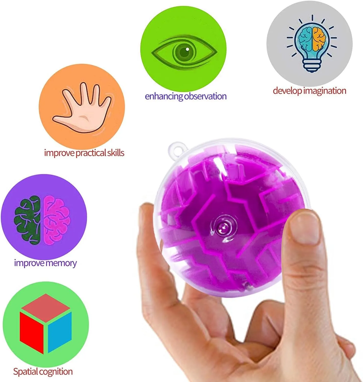 100 Pcs Puzzle Maze Ball Mini 3D Gravity Cube Puzzle Ball Toy for Kids Ages 3 6 7 8-10, Educational Challenges Magic Brain Teasers Games for Boys Girls Birthday Gifts Classroom Prize