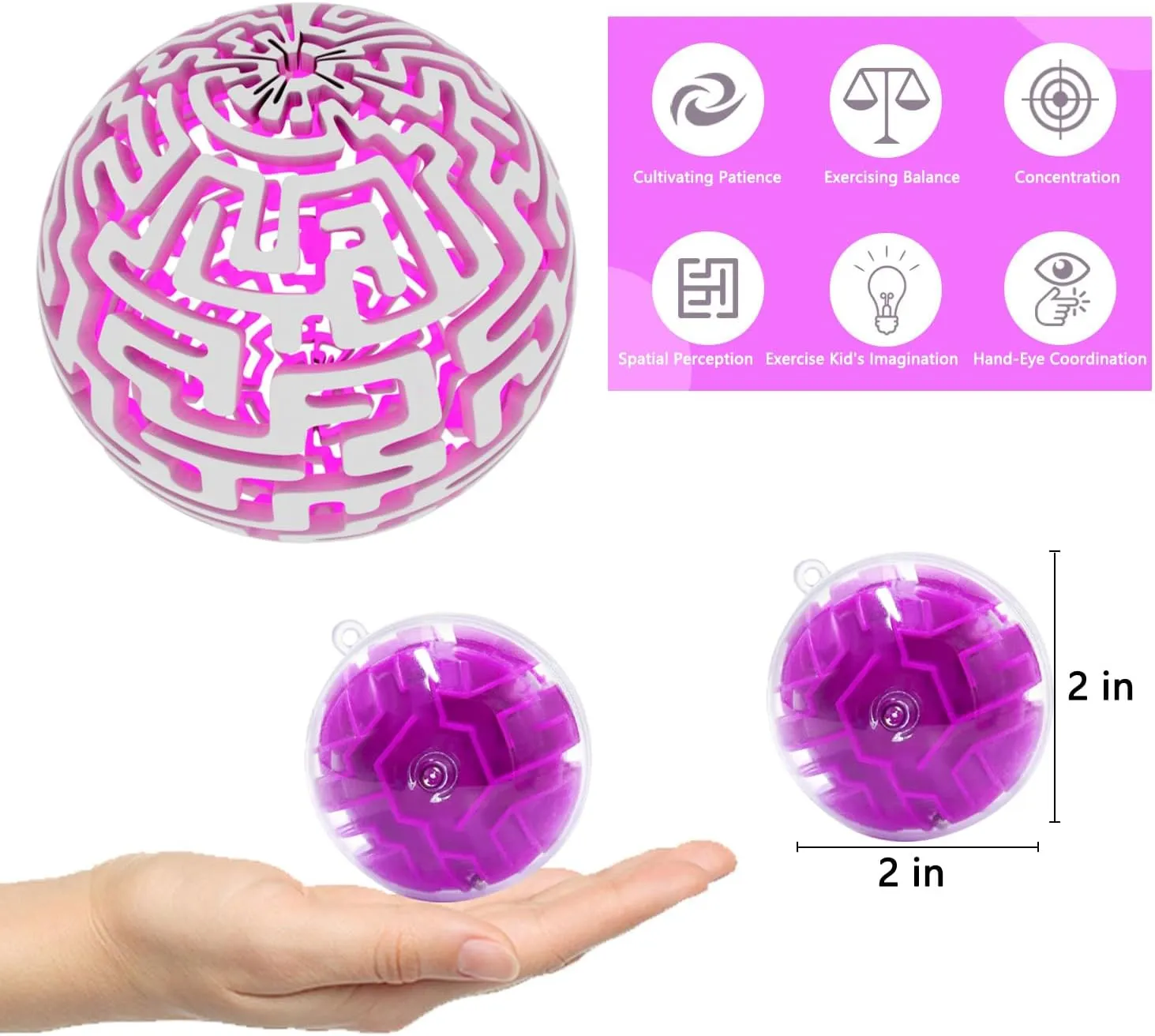 100 Pcs Puzzle Maze Ball Mini 3D Gravity Cube Puzzle Ball Toy for Kids Ages 3 6 7 8-10, Educational Challenges Magic Brain Teasers Games for Boys Girls Birthday Gifts Classroom Prize
