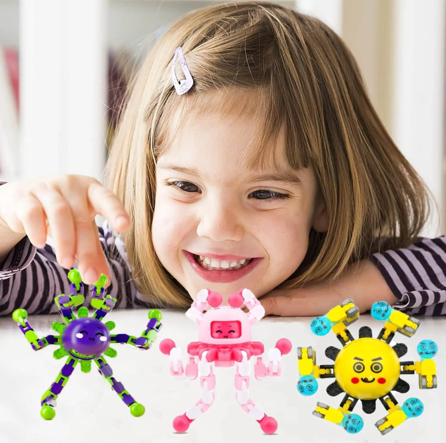 100 Pcs Transformable Fidget Spinner Toys for Kids, Stress Relief Sensory Toys for Autism ADHD, Birthday Party Favors, Easter Basket Essentials, Classroom Prizes, Stocking Stuffers for Boys Girls