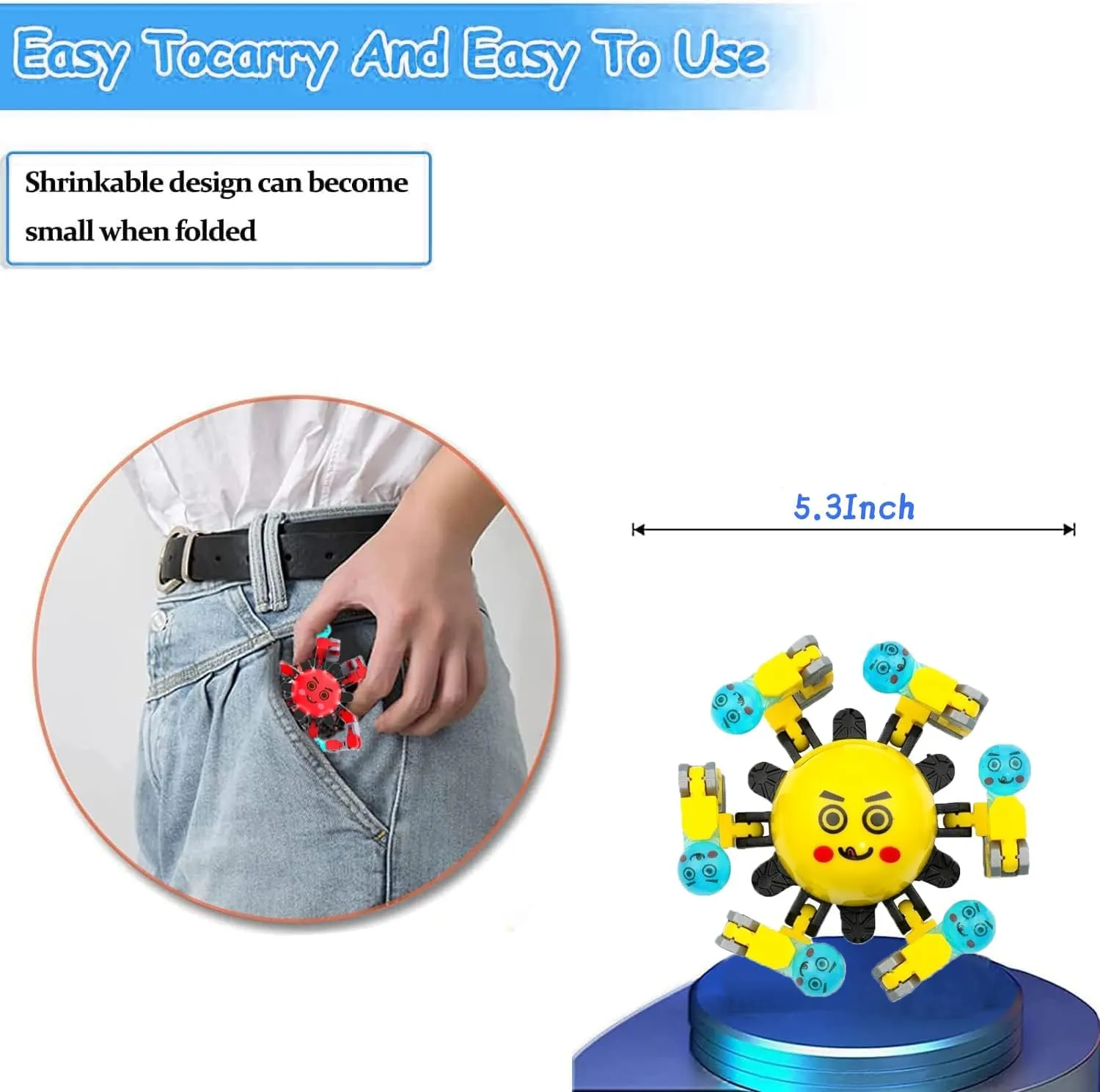 100 Pcs Transformable Fidget Spinner Toys for Kids, Stress Relief Sensory Toys for Autism ADHD, Birthday Party Favors, Easter Basket Essentials, Classroom Prizes, Stocking Stuffers for Boys Girls