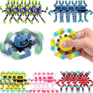 100 Pcs Transformable Fidget Spinner Toys for Kids, Stress Relief Sensory Toys for Autism ADHD, Birthday Party Favors, Easter Basket Essentials, Classroom Prizes, Stocking Stuffers for Boys Girls