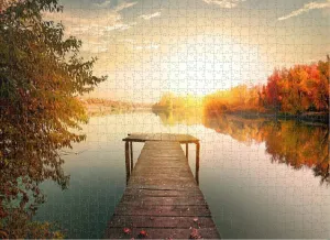 1000 Pieces Puzzles for Adults - Red Autumn and Fishing Pier Fun Brain Puzzle Lovers Challenging and Relaxing Gifts Idea
