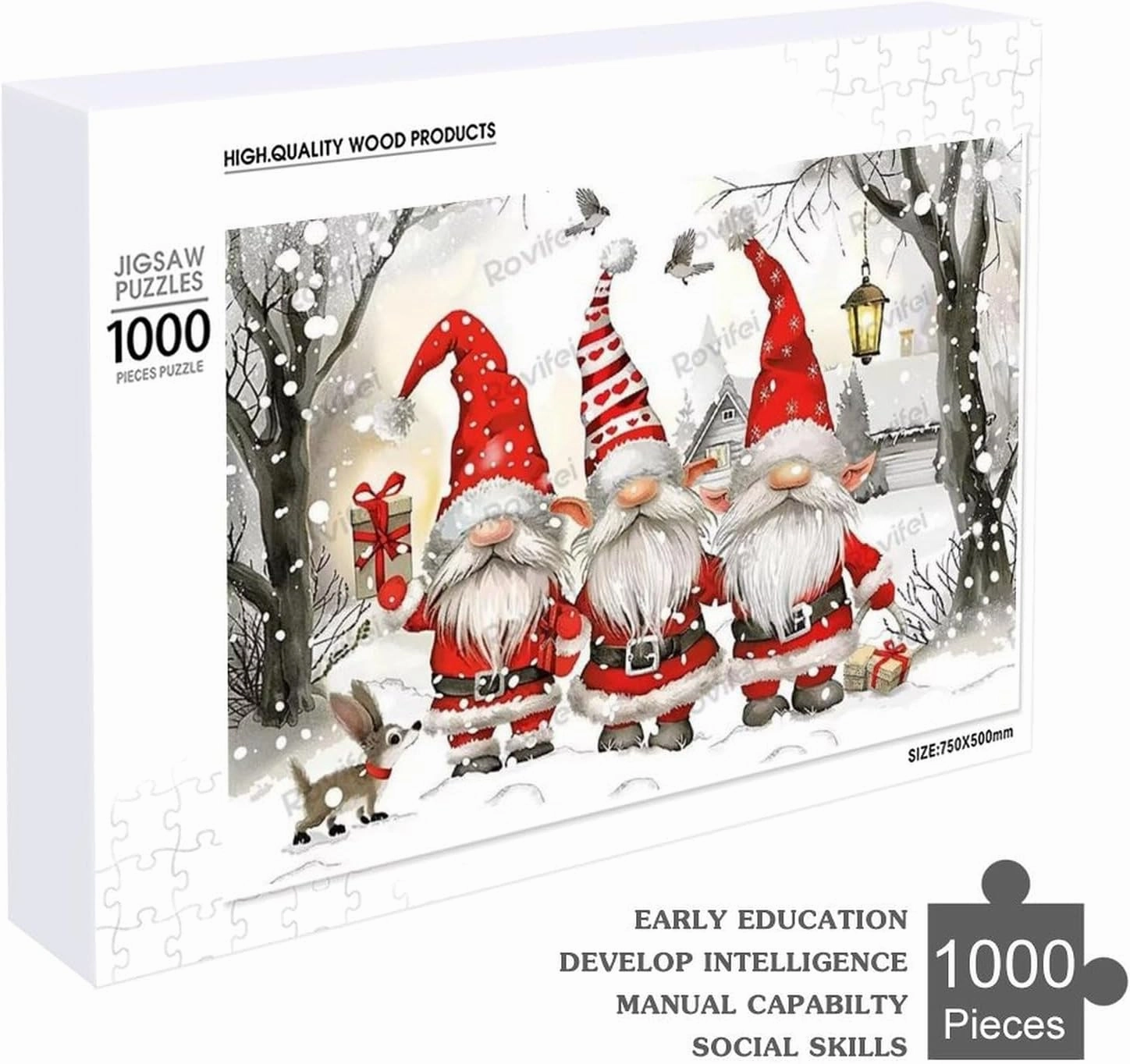 1000 Pieces Wooden Puzzles Adults for All Snowy Santa Claus Very Proud Challenge - Enjoy The Dream of Traveling The World Anytime,Anywhere Room Decor Home Decor