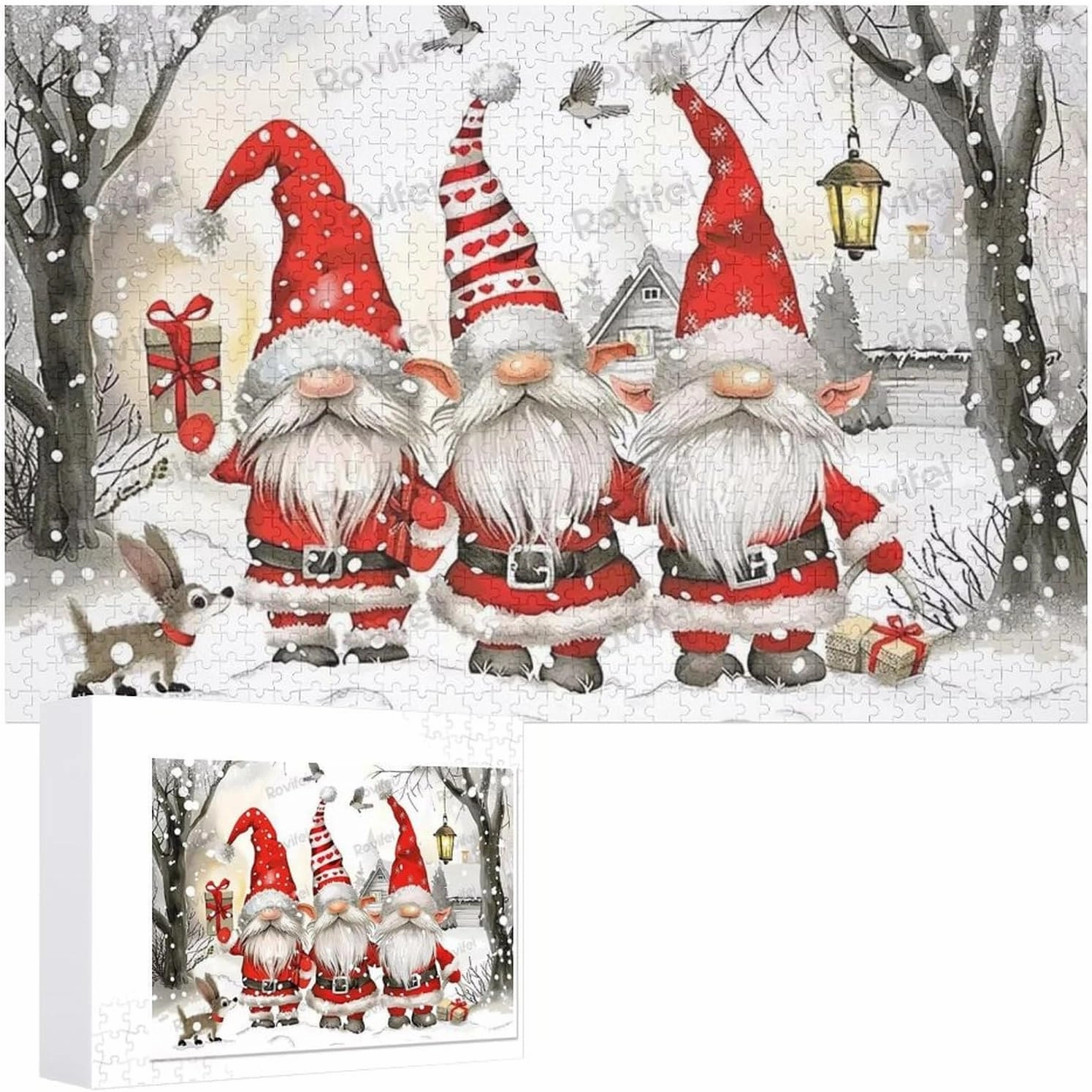 1000 Pieces Wooden Puzzles Adults for All Snowy Santa Claus Very Proud Challenge - Enjoy The Dream of Traveling The World Anytime,Anywhere Room Decor Home Decor