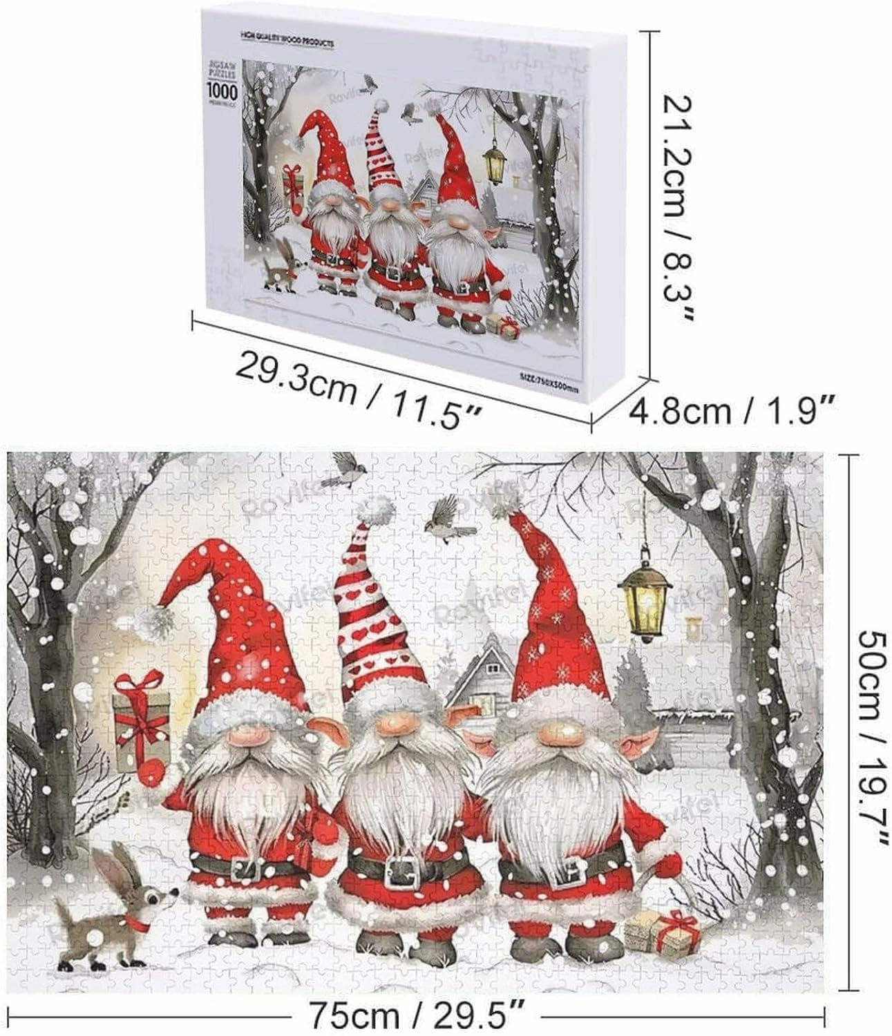 1000 Pieces Wooden Puzzles Adults for All Snowy Santa Claus Very Proud Challenge - Enjoy The Dream of Traveling The World Anytime,Anywhere Room Decor Home Decor