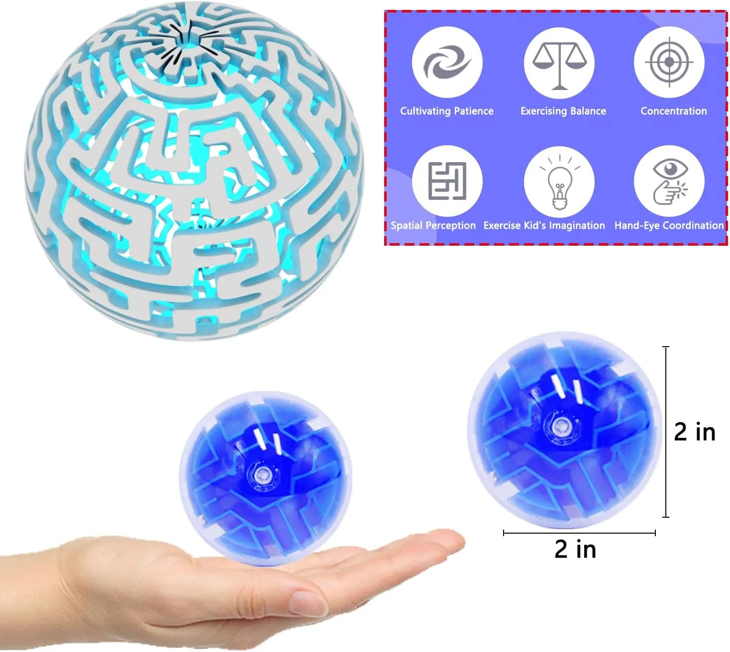 100PCS Brain Teaser Puzzle Ball Fidget Toys Bulk, Mini 3D Maze Balls Puzzles Games Party Favors for Kids 4-8 8-12,Classroom Prizes Stocking Stuffers for Boy Girl Gifts Carnival Prizes Birthday Goodie
