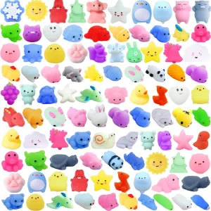 100Pcs Mochi Squishy Toy Individually Wrapped Squishy Toys for Kids Party Favors, Kawaii Squishies Animals Stress Relief Toy for Boys Girls Birthday Gift, Classroom Prizes, Christmas Goodie Bag