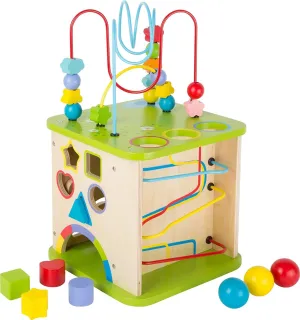 10605 Wooden motoric Cube with Five Sides of Fun, incl. motoric Loops and Ball Track, Multi