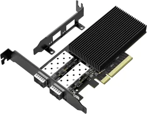 10Gb SFP  PCIe NIC Network Card with Dual 10Gbps SFP  Port, Intel 82599(X520-DA2) Chip, VIMIN 10G Ethernet LAN Adapter Support Windows7/8/10/11/Linux/VMware, Compatible with PCI Express X8 & X16