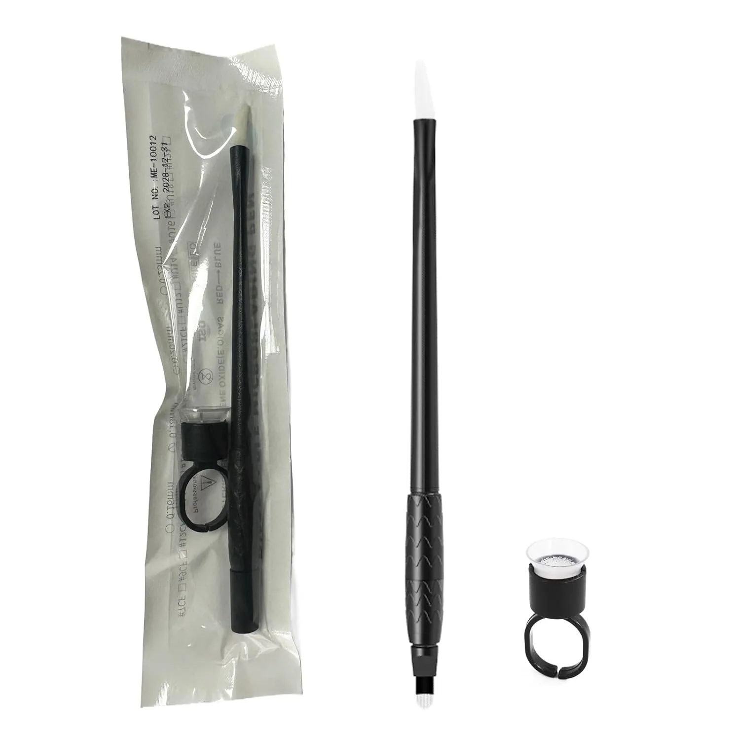10pcs Disposable Microblading Pen Nano 0.18mm Blades with Pigment Sponge and Ring Disposable Sterile Microblades (U18 Nano 0.18mm)