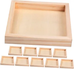 10Pcs Tray for Block Puzzle Storage Unfinished Serving Tray Organizer for Crafts and Home Use Wood Design for and Versatile Applications