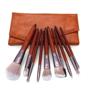 11 Violet Branch Makeup Brush Coffee Set Wood Handle Anti Animal Hair Makeup Tool