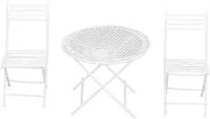 1:12 Dollhouse Garden Table Chair Set,White Miniature Patio Bistro Furniture,Dollhouse Decoration Accessory