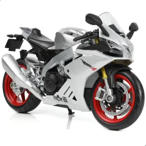 1:12 Motorcycle Model Toy for Aprilia RSVA RR1000 Metal Die-cast with Plastic Motorcycle Model No Assembly Required Mini Finished Moto Gift for Adult（Silver）