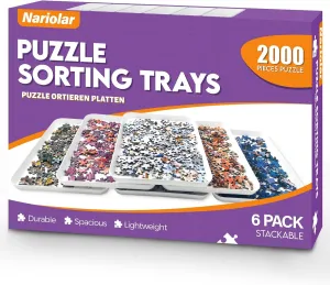 11.5 x 8.3 in Puzzle Sorting Trays Stackable, 6-Pack Puzzle Piece Sorter Trays for 1000/1500/2000 Pieces