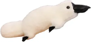 12 Inch Long Fluffy Realistic Look Stuffed Platypus Animal Soft Plush Platypus Figure Toys Kawaii Platypus Plushies Duckbill Gift for Kids and Lovers (White)