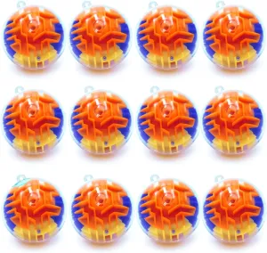 12 Pieces Maze Ball 3D Maze Puzzle Brain Teasers Games,Mini Gravity 3D Maze Ball Hard Challenges Game Lover,Training Labyrinth Toys Gifts for Students Teens Adults, Kids Educational Toy