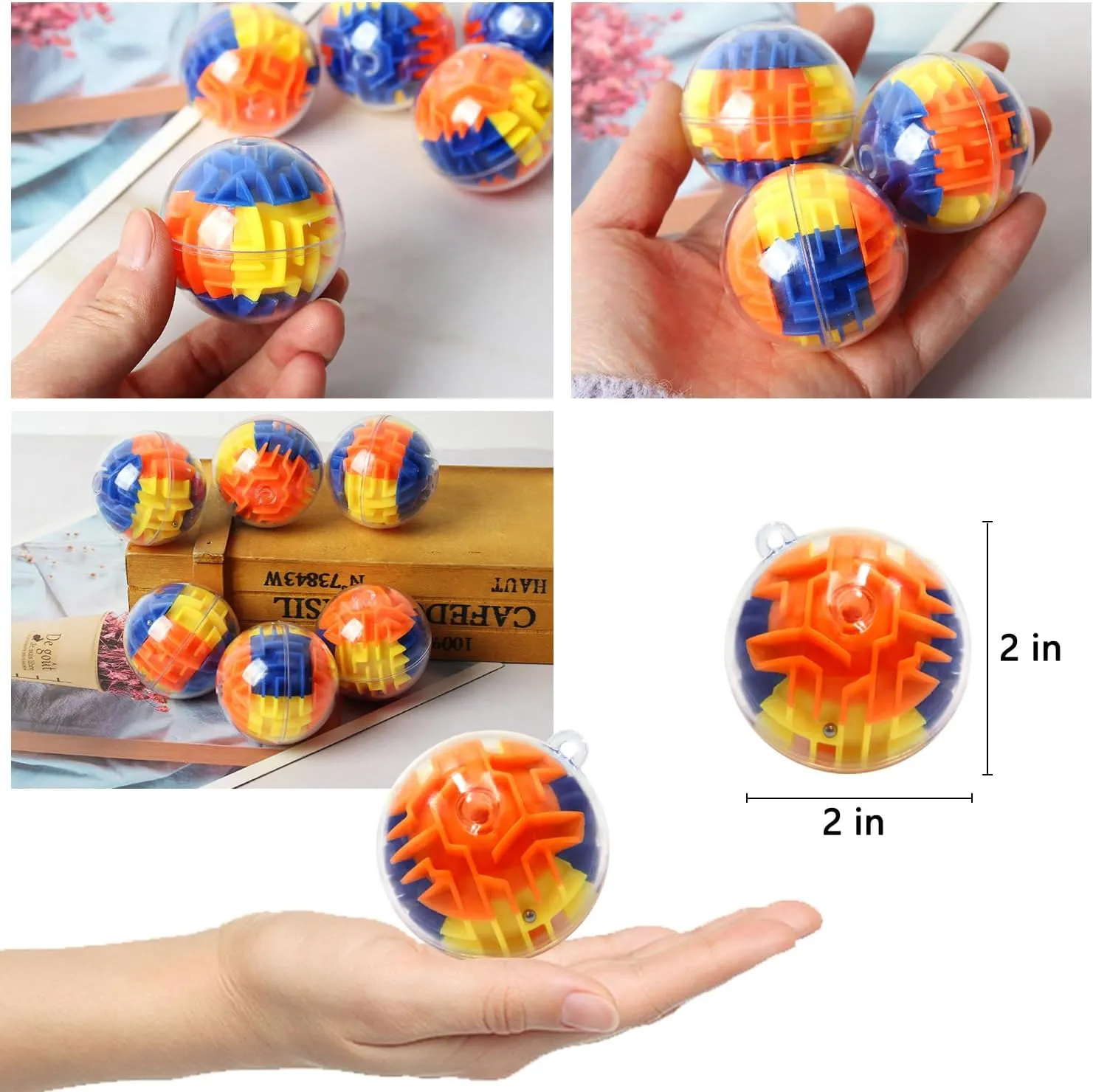 12 Pieces Maze Ball 3D Maze Puzzle Brain Teasers Games,Mini Gravity 3D Maze Ball Hard Challenges Game Lover,Training Labyrinth Toys Gifts for Students Teens Adults, Kids Educational Toy