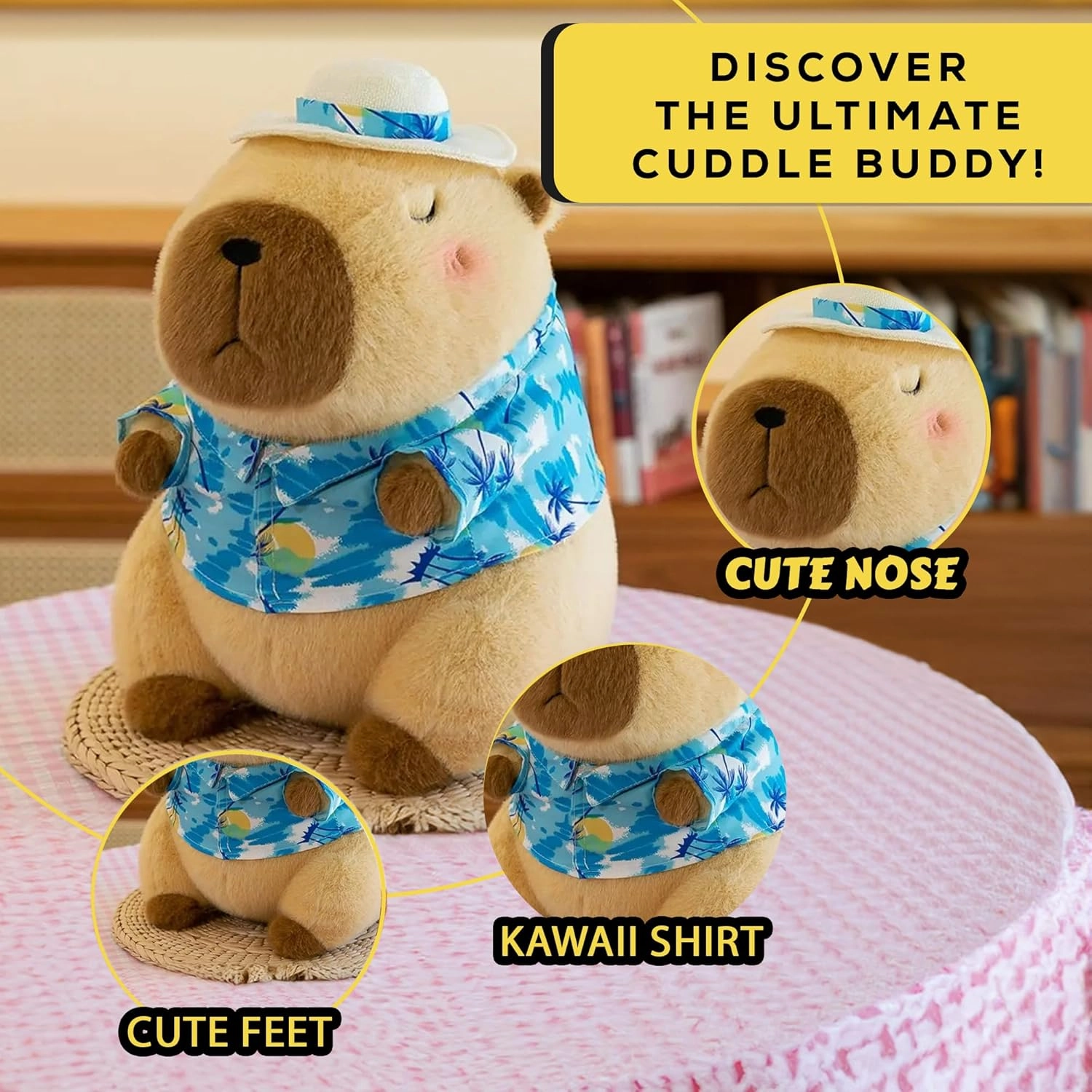 12 Inch Cute Animal Capybara Plush Toy with Tropical Shirt, Cute Animal Plush, Cute Doll Gift for Kids for Girls/Boys, Kawaii Anxiety Stuffed Animal Plushie, Bedtime Huggable Companion