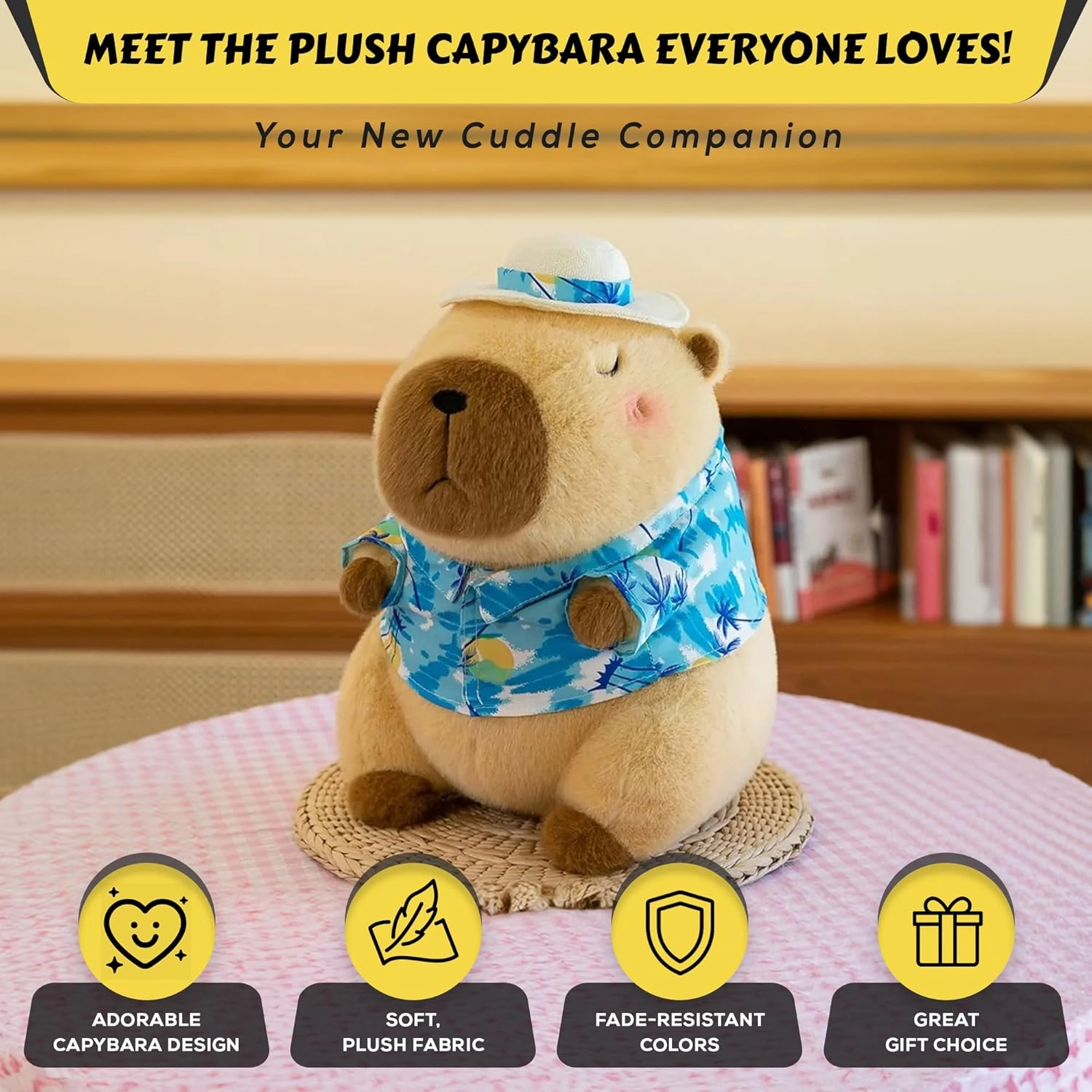 12 Inch Cute Animal Capybara Plush Toy with Tropical Shirt, Cute Animal Plush, Cute Doll Gift for Kids for Girls/Boys, Kawaii Anxiety Stuffed Animal Plushie, Bedtime Huggable Companion