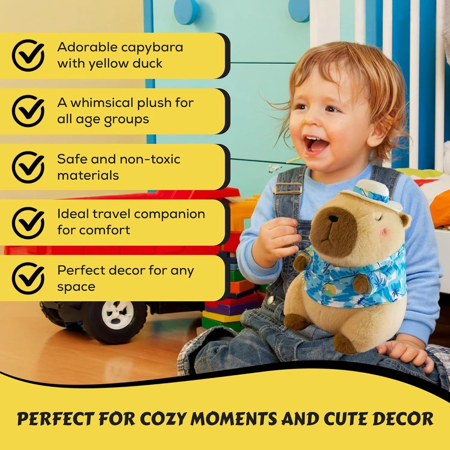 12 Inch Cute Animal Capybara Plush Toy with Tropical Shirt, Cute Animal Plush, Cute Doll Gift for Kids for Girls/Boys, Kawaii Anxiety Stuffed Animal Plushie, Bedtime Huggable Companion