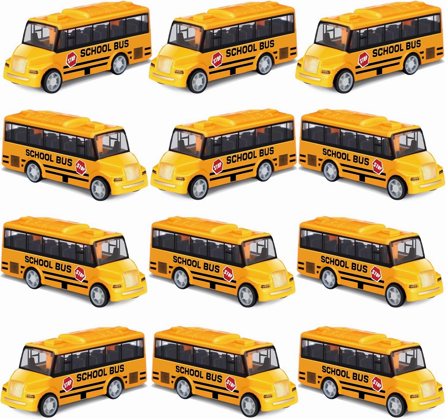 12 Pcs School Bus Toy Pull Back Bright Yellow Bus for Girls and Boys Back to School Classroom Gift