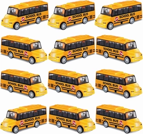 12 Pcs School Bus Toy Pull Back Bright Yellow Bus for Girls and Boys Back to School Classroom Gift