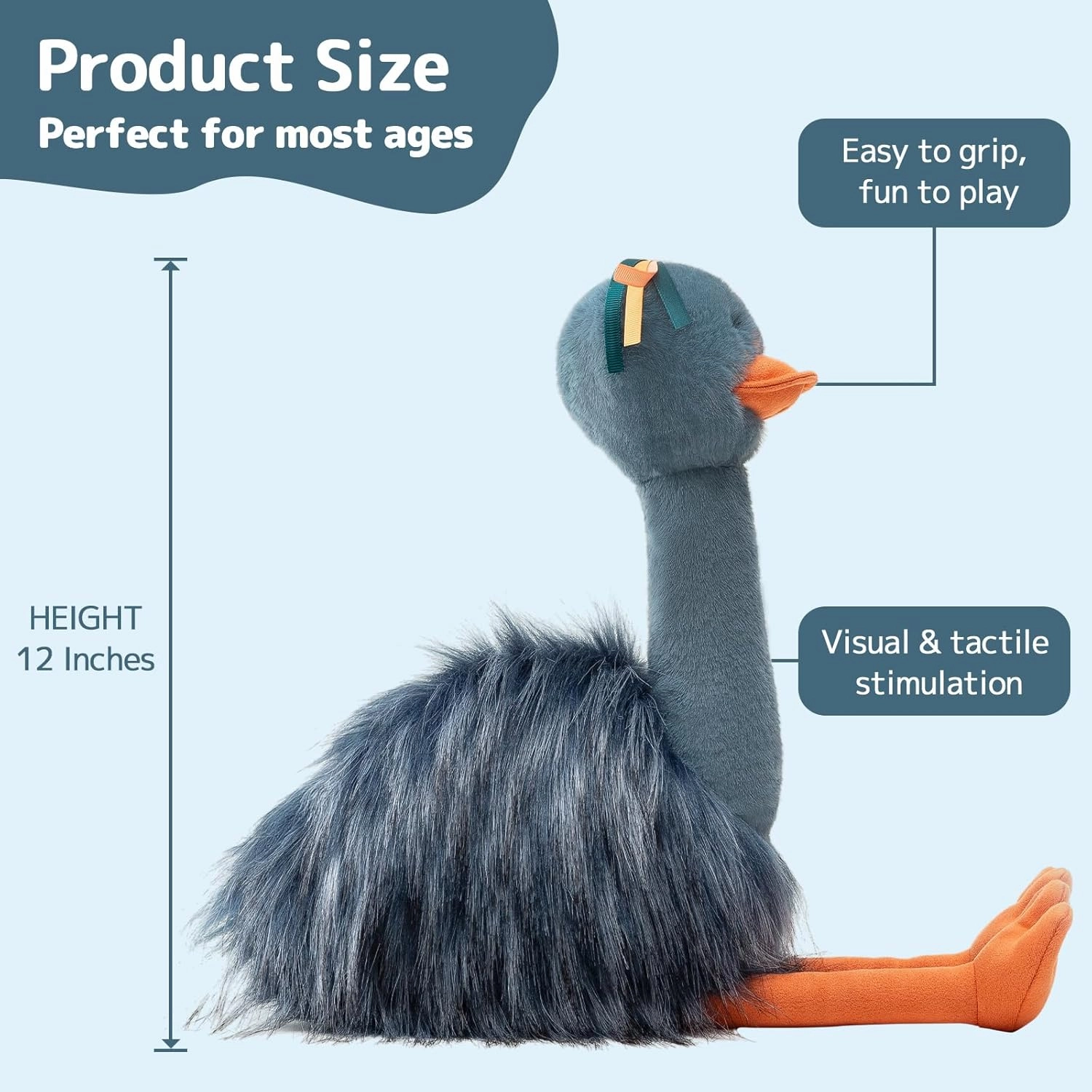 12" Plush Ostrich Stuffed Animals Ostrich Plush Animal Toys Soft Plush Toy for Kids Adults