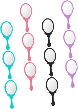 12pcs Makeup Mirror Handle Compact Led Lighted Magnifying Aluminum Surface Plastic for Women Friends Family