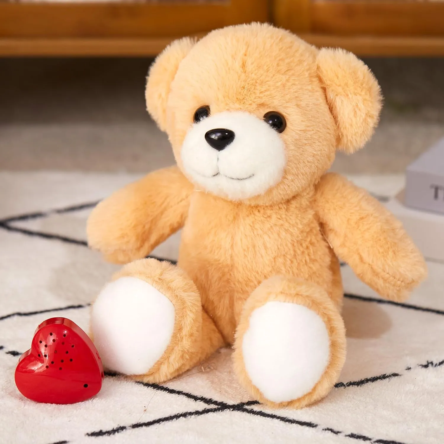 12" Heartbeat Recordable Teddy Bear,Voice Recorder Plush Toy Stuffed Animal Soft Fuzzy Doll Gifts Messages Recording Playback for Kids Birthday Children's Day