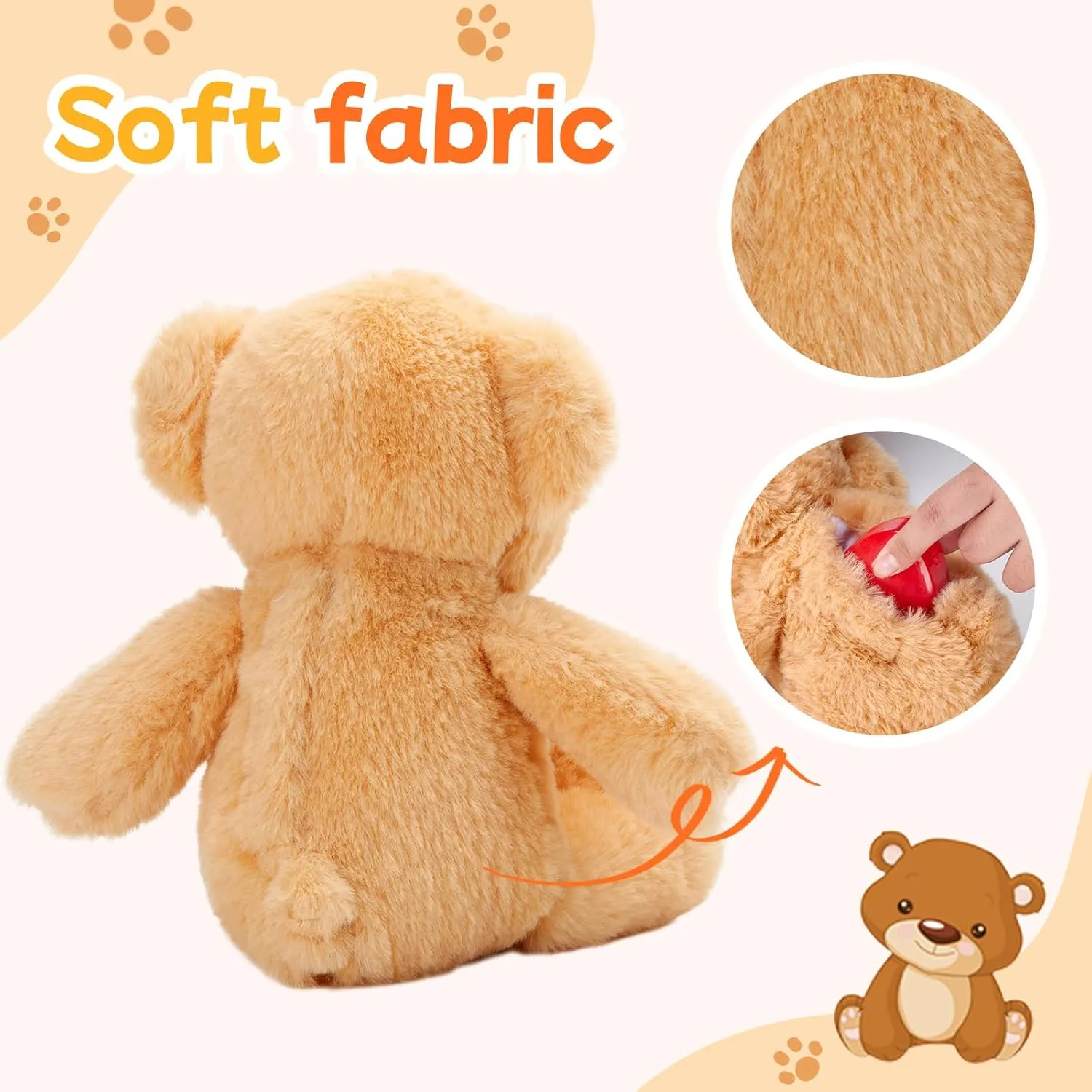 12" Heartbeat Recordable Teddy Bear,Voice Recorder Plush Toy Stuffed Animal Soft Fuzzy Doll Gifts Messages Recording Playback for Kids Birthday Children's Day