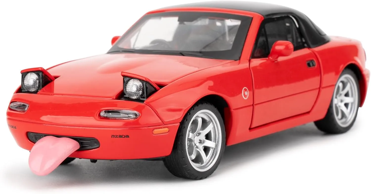 1/32 Mazda Miata MX-5 Alloy Model Car, Toy Car with Pullback, Removable Top, Blinking Lights, Toy Car with Sound and Bright Lights, Collectible Grade Gift for Kids (Red)