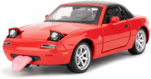 1/32 Mazda Miata MX-5 Alloy Model Car, Toy Car with Pullback, Removable Top, Blinking Lights, Toy Car with Sound and Bright Lights, Collectible Grade Gift for Kids (Red)