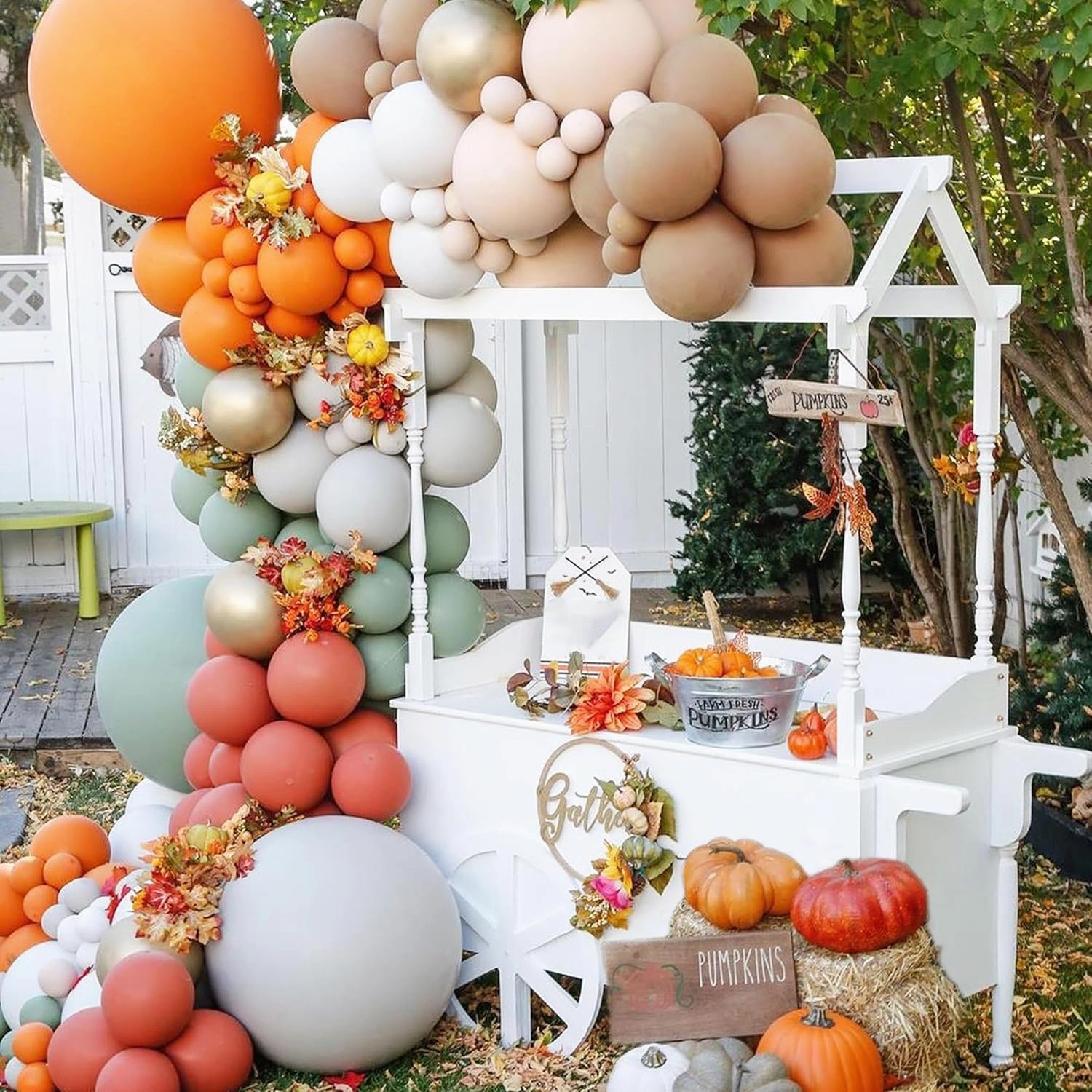 155 Pcs Fall Balloons Garland Kit for Autumn Party Decorations,Orange Cocoa Apricot Camel Aqua Balloons Arch Kit for Baby Shower Birthday Thanks Giving Party