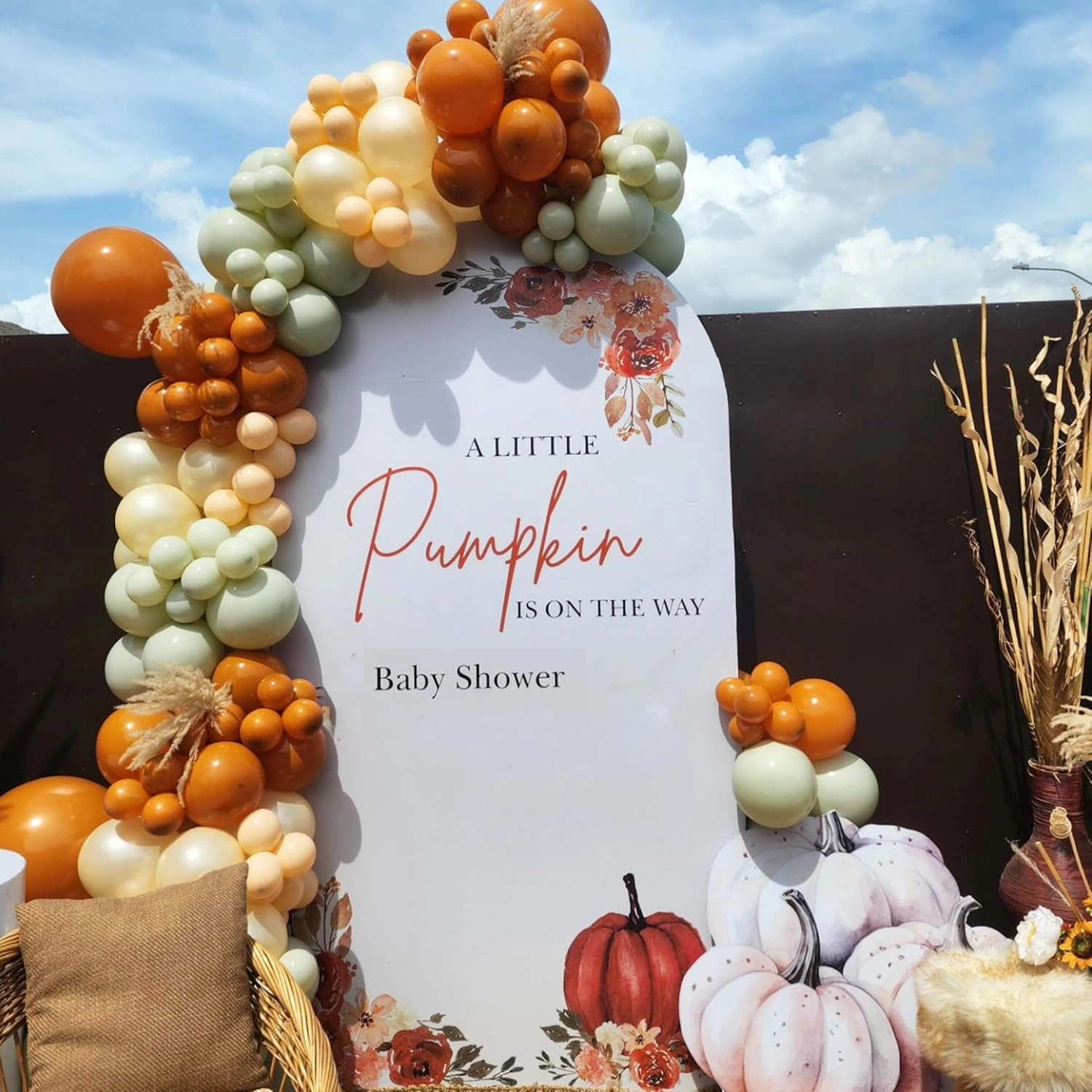 155 Pcs Fall Balloons Garland Kit for Autumn Party Decorations,Orange Cocoa Apricot Camel Aqua Balloons Arch Kit for Baby Shower Birthday Thanks Giving Party