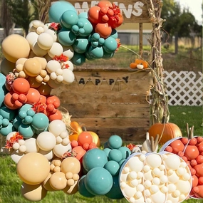 155 Pcs Fall Balloons Garland Kit for Autumn Party Decorations,Orange Cocoa Apricot Camel Aqua Balloons Arch Kit for Baby Shower Birthday Thanks Giving Party
