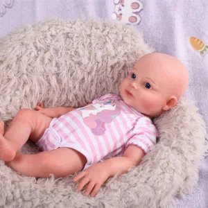 16.5 inch Realistic Full Silicone Baby Doll, Lifelike Reborn Baby Dolls, Toy, and Collectible Bald Girl 033
