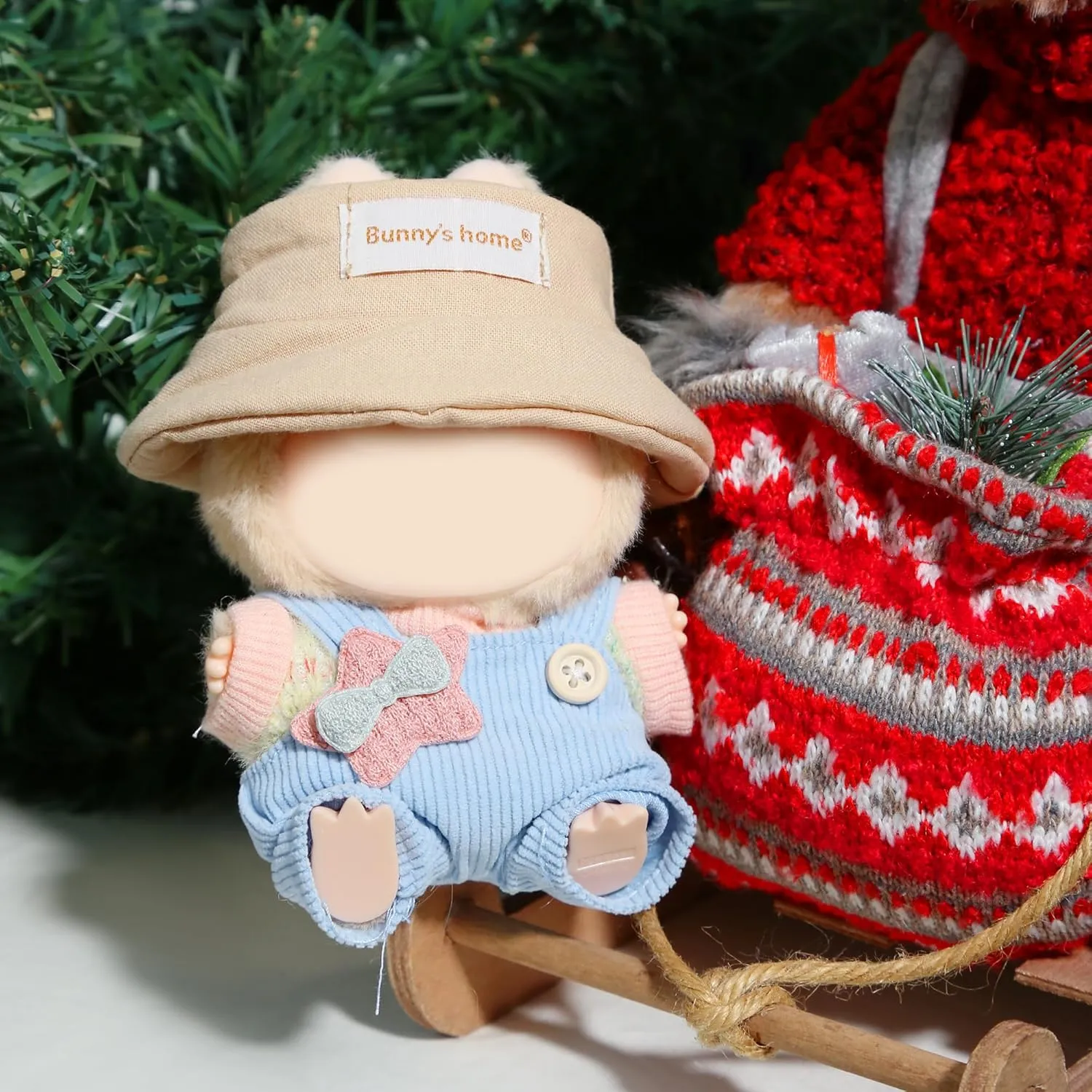 17cm Doll Clothes - Kawaii Chic Style Set for 17cm Dolls, Cute Doll Outfit with Accessories - Colorful T-Shirt   Star Light Blue Romper   Oatmeal Hat (NO Doll)