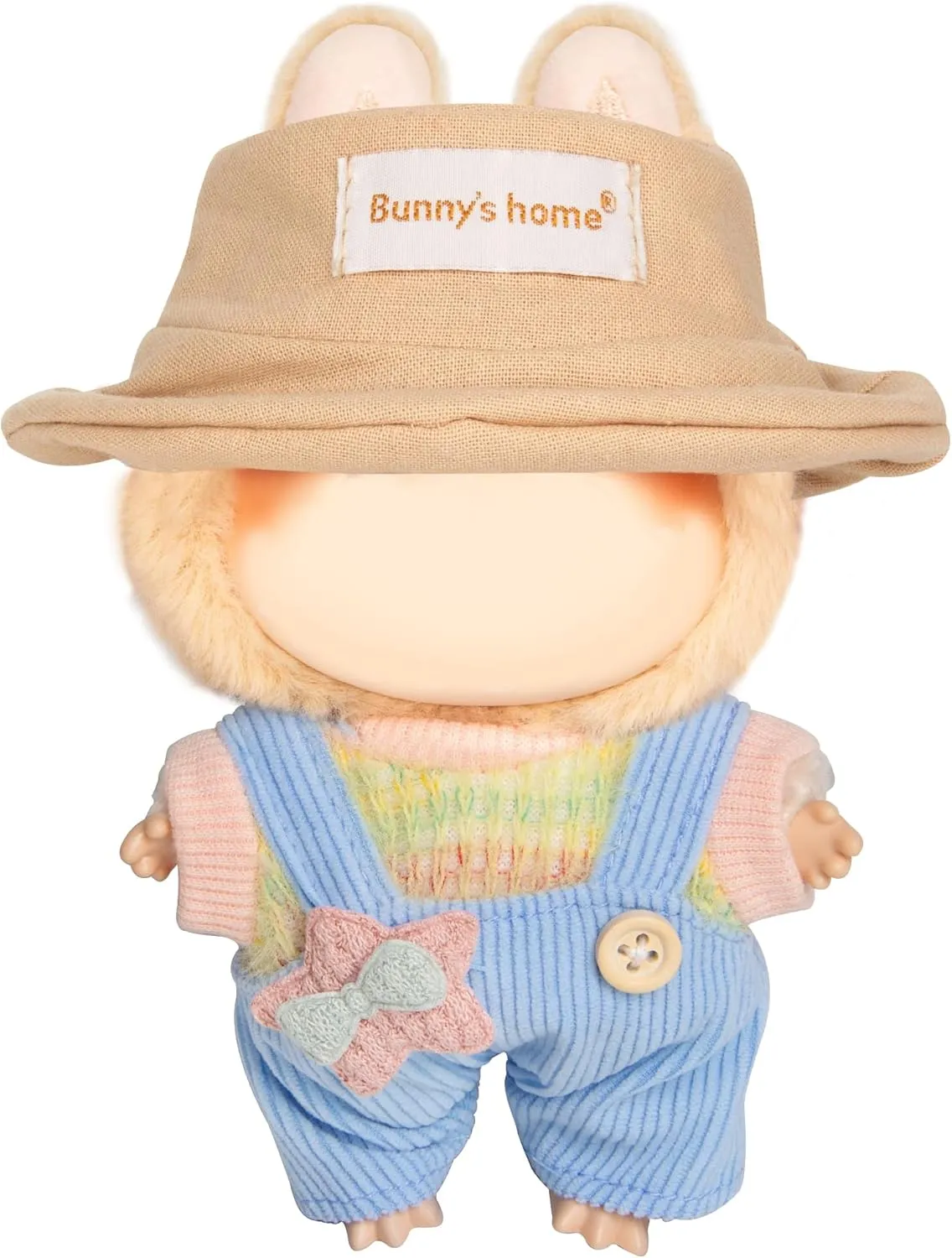 17cm Doll Clothes - Kawaii Chic Style Set for 17cm Dolls, Cute Doll Outfit with Accessories - Colorful T-Shirt   Star Light Blue Romper   Oatmeal Hat (NO Doll)