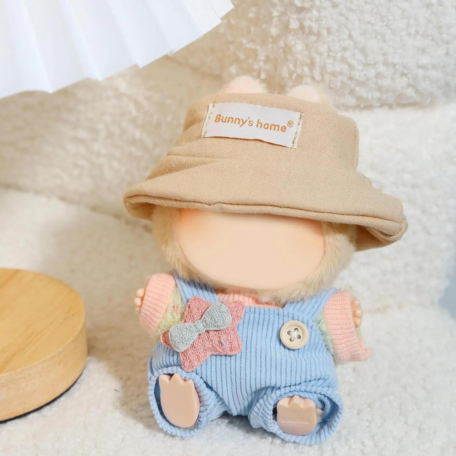 17cm Doll Clothes - Kawaii Chic Style Set for 17cm Dolls, Cute Doll Outfit with Accessories - Colorful T-Shirt   Star Light Blue Romper   Oatmeal Hat (NO Doll)