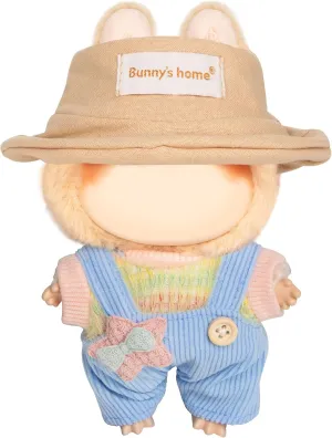 17cm Doll Clothes - Kawaii Chic Style Set for 17cm Dolls, Cute Doll Outfit with Accessories - Colorful T-Shirt   Star Light Blue Romper   Oatmeal Hat (NO Doll)